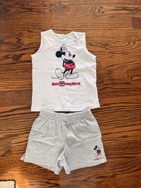 Disney Gray & White Mickey Lounge Shorts Set